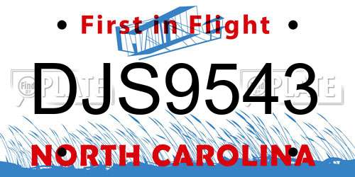 DJS9543 North Carolina License Plate