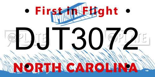 DJT3072 North Carolina License Plate