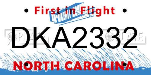 DKA2332 North Carolina License Plate