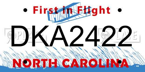 DKA2422 North Carolina License Plate