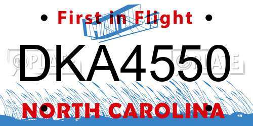 DKA4550 North Carolina License Plate