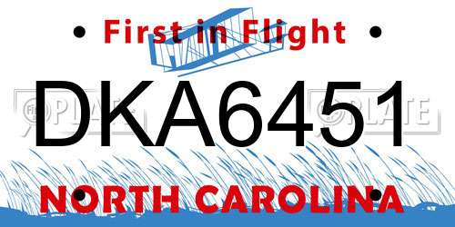 DKA6451 North Carolina License Plate