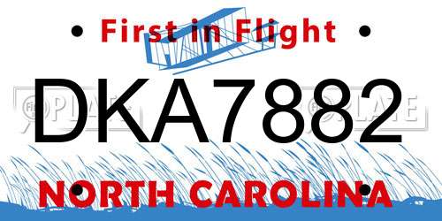 DKA7882 North Carolina License Plate