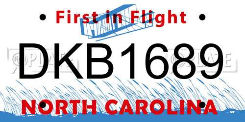 DKB1689 North Carolina License Plate