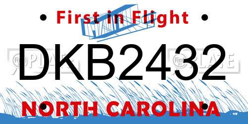 DKB2432 North Carolina License Plate