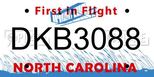 DKB3088 North Carolina License Plate