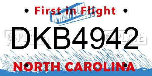 DKB4942 North Carolina License Plate
