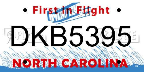 DKB5395 North Carolina License Plate
