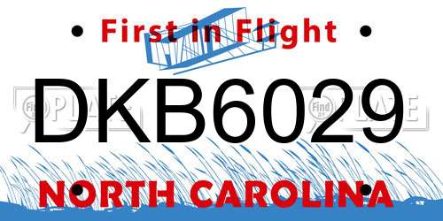 DKB6029 North Carolina License Plate