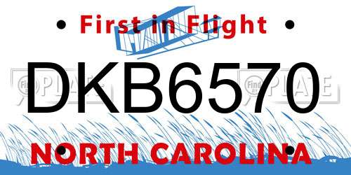 DKB6570 North Carolina License Plate