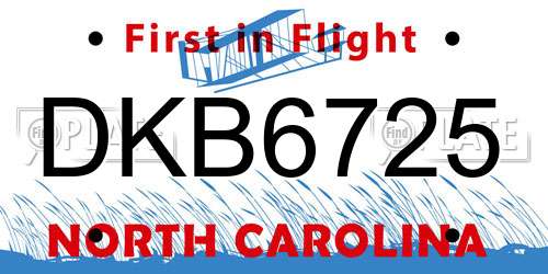 DKB6725 North Carolina License Plate