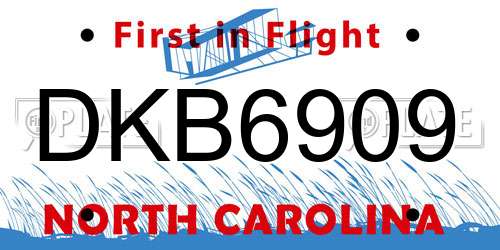 DKB6909 North Carolina License Plate