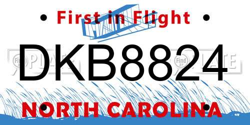 DKB8824 North Carolina License Plate
