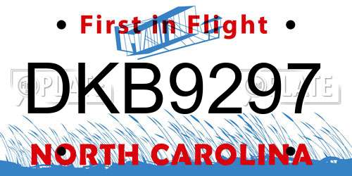 DKB9297 North Carolina License Plate