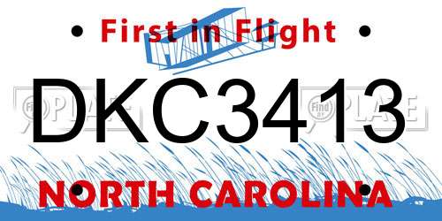 DKC3413 North Carolina License Plate