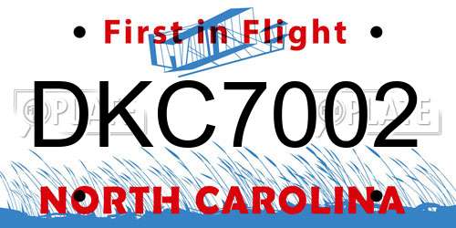 DKC7002 North Carolina License Plate