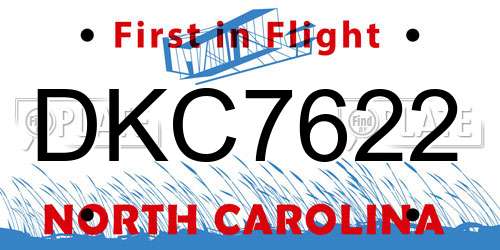 DKC7622 North Carolina License Plate