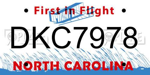 DKC7978 North Carolina License Plate