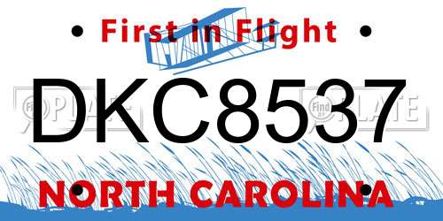 DKC8537 North Carolina License Plate