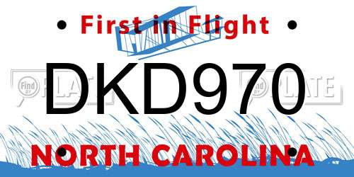DKD970 North Carolina License Plate