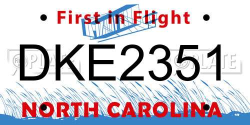 DKE2351 North Carolina License Plate