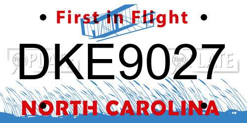 DKE9027 North Carolina License Plate