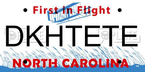 DKHTETE North Carolina License Plate