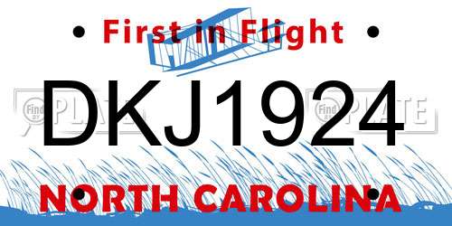 DKJ1924 North Carolina License Plate