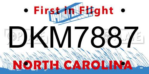 DKM7887 North Carolina License Plate
