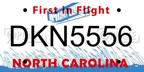 DKN5556 North Carolina License Plate