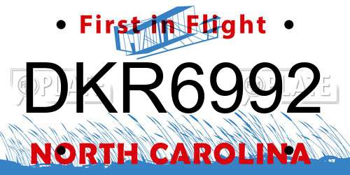 DKR6992 North Carolina License Plate