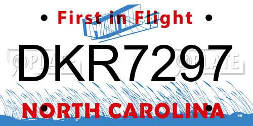 DKR7297 North Carolina License Plate