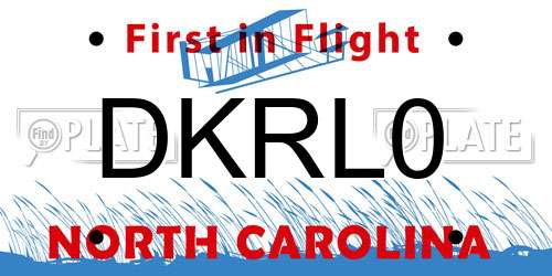 DKRL0 North Carolina License Plate