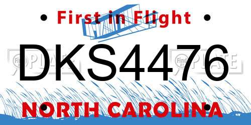 DKS4476 North Carolina License Plate