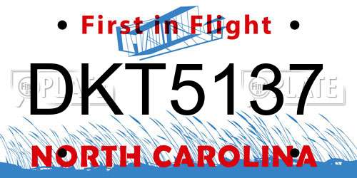 DKT5137 North Carolina License Plate