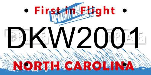 DKW2001 North Carolina License Plate