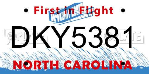 DKY5381 North Carolina License Plate