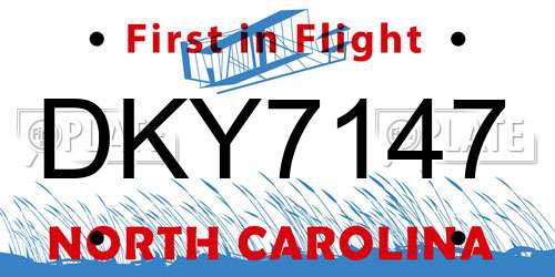 DKY7147 North Carolina License Plate