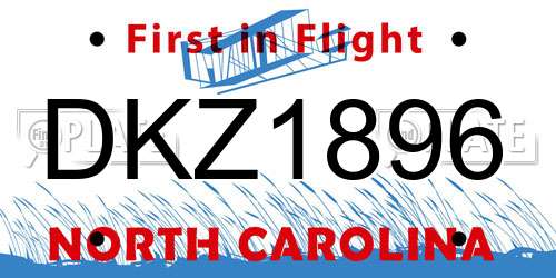 DKZ1896 North Carolina License Plate