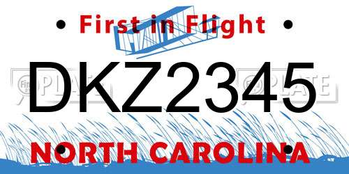 DKZ2345 North Carolina License Plate