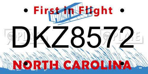 DKZ8572 North Carolina License Plate