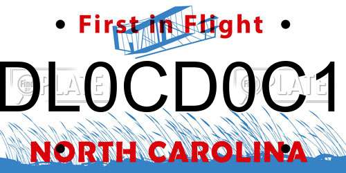 DL0CD0C1 North Carolina License Plate
