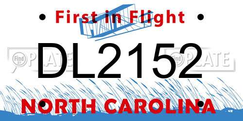 DL2152 North Carolina License Plate