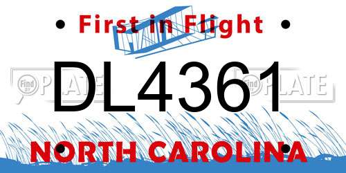 DL4361 North Carolina License Plate