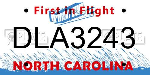 DLA3243 North Carolina License Plate