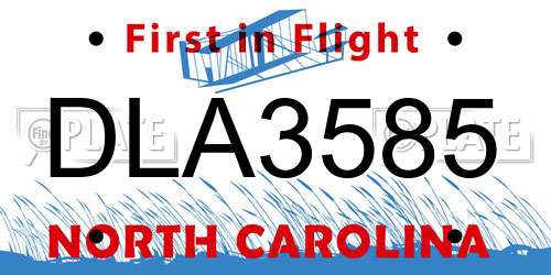 DLA3585 North Carolina License Plate