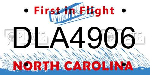 DLA4906 North Carolina License Plate