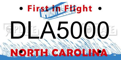 DLA5000 North Carolina License Plate