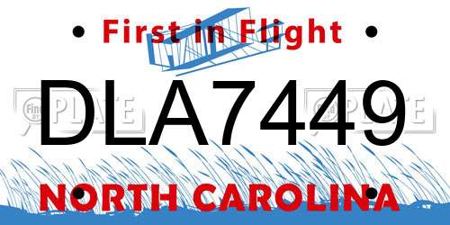 DLA7449 North Carolina License Plate