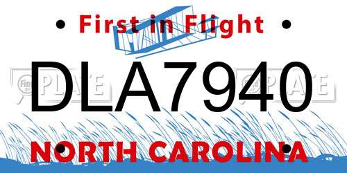 DLA7940 North Carolina License Plate